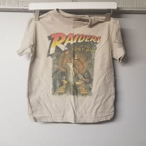 Raider tee boys 5/6 cotton tan graphic logo spell out